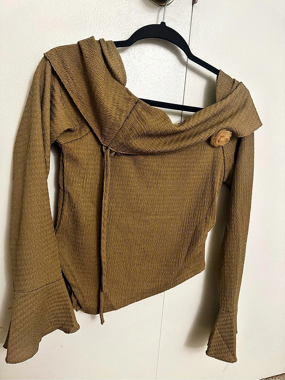 Brown Draped Long Sleeve Top Like New